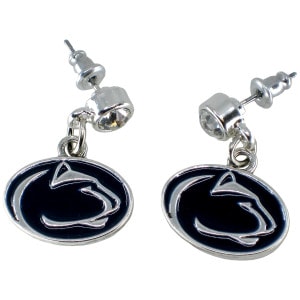 crystal stud earrings with dangling Penn State Athletic Logos